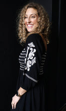 Octavia Black Smocked Embroidered Peasant Dress