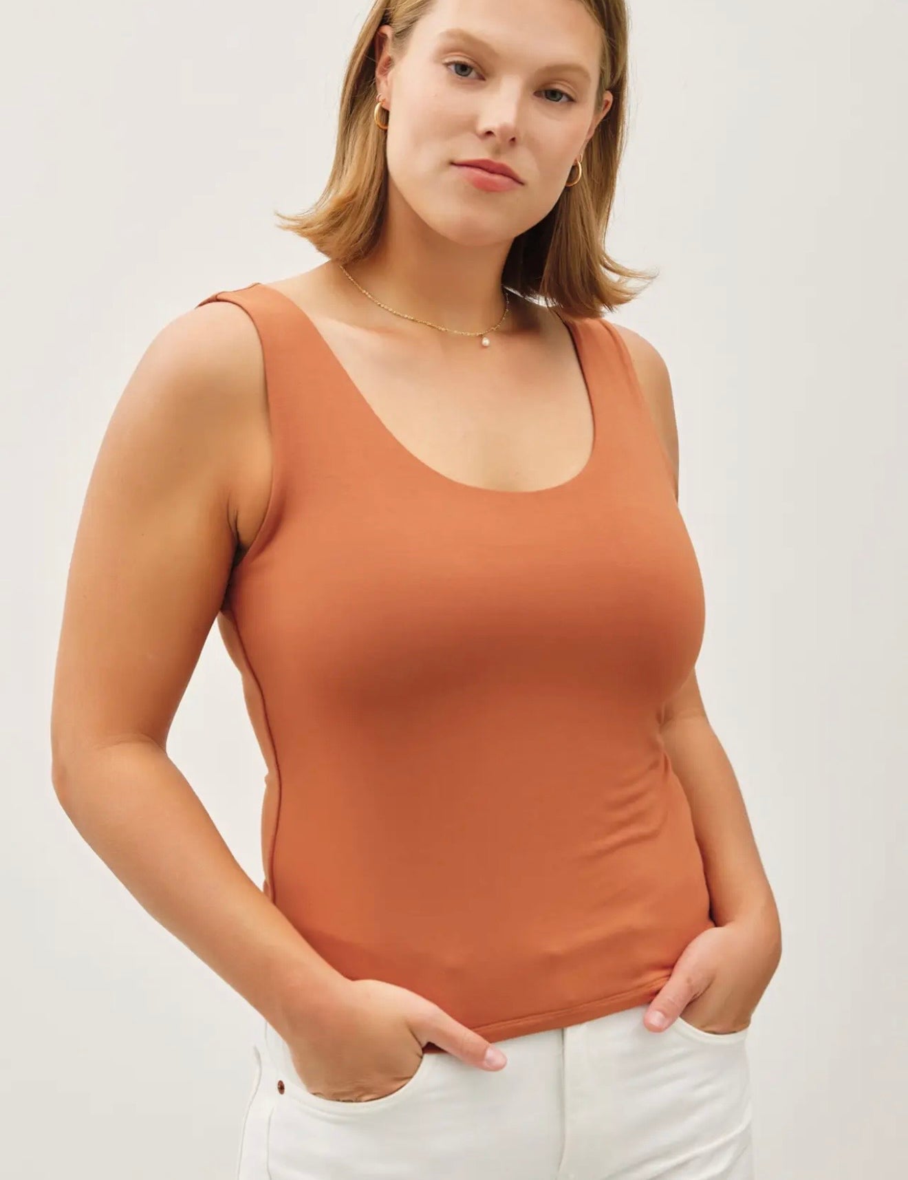 Brooke Plus Size Basic V Neck Tank