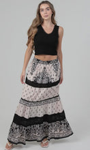 Presley  Lace Trim Printed Maxi Skirt