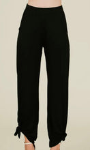 Gwen Black Print Lightweight Split Side Ankle Tie Pants