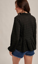 Marissa Black Flowy Button Down Texture Knit Blouse