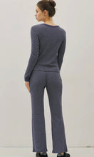 Ivan Charcoal Blue Stitched Thermal Crew Neck Top