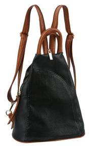 Blake Tan Vegan Leather One & Double Strap Crossbody Backpack