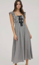 Leland Plaid Smocked Front Bow Detail Midi Dress