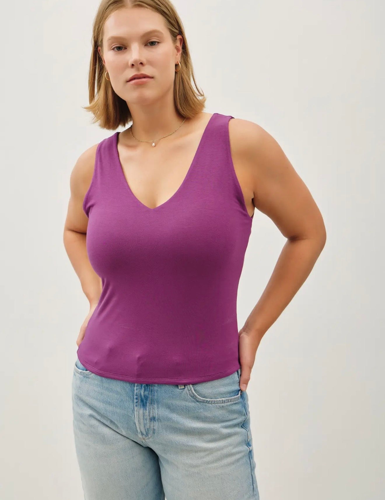 Brooke Plus Size Basic V Neck Tank