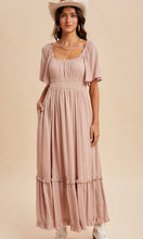 Lilith Tea Rose Swiss Dot Flutter Sleeve Maxi