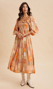 Jay Smocked Ruffled Patchwork Maxi Dress