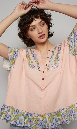 Kurt Pink Floral Oversized Top