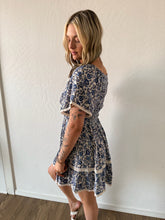 Orphie V Neck Smocked Bodice Lace Trim Printed Dress