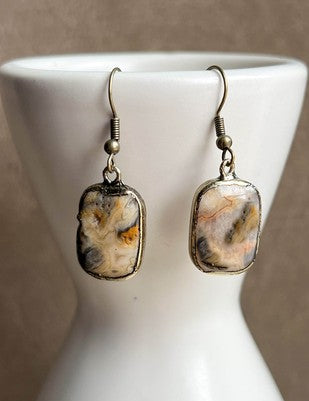 Sicily Soldered Stone Rectangle Earrings