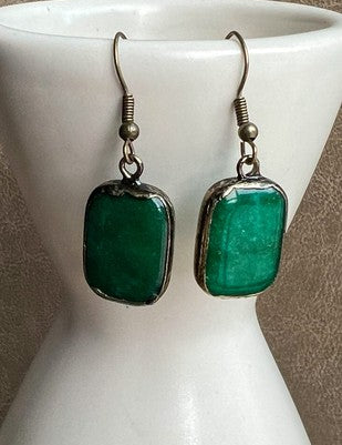 Sicily Soldered Stone Rectangle Earrings