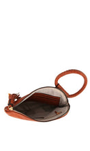 Etty Olive Braided Ring Handle Wristlet Clutch