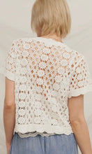 Kalvin White Button Front Crochet Knitted Top