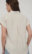Gomer Oatmeal Collared Cuff Sleeve Back Pintuck Shirt