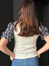 Uri Flora Contrast Puff Sleeve Top