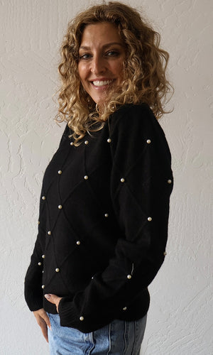 Mars Black Pearl Detailed Sweater