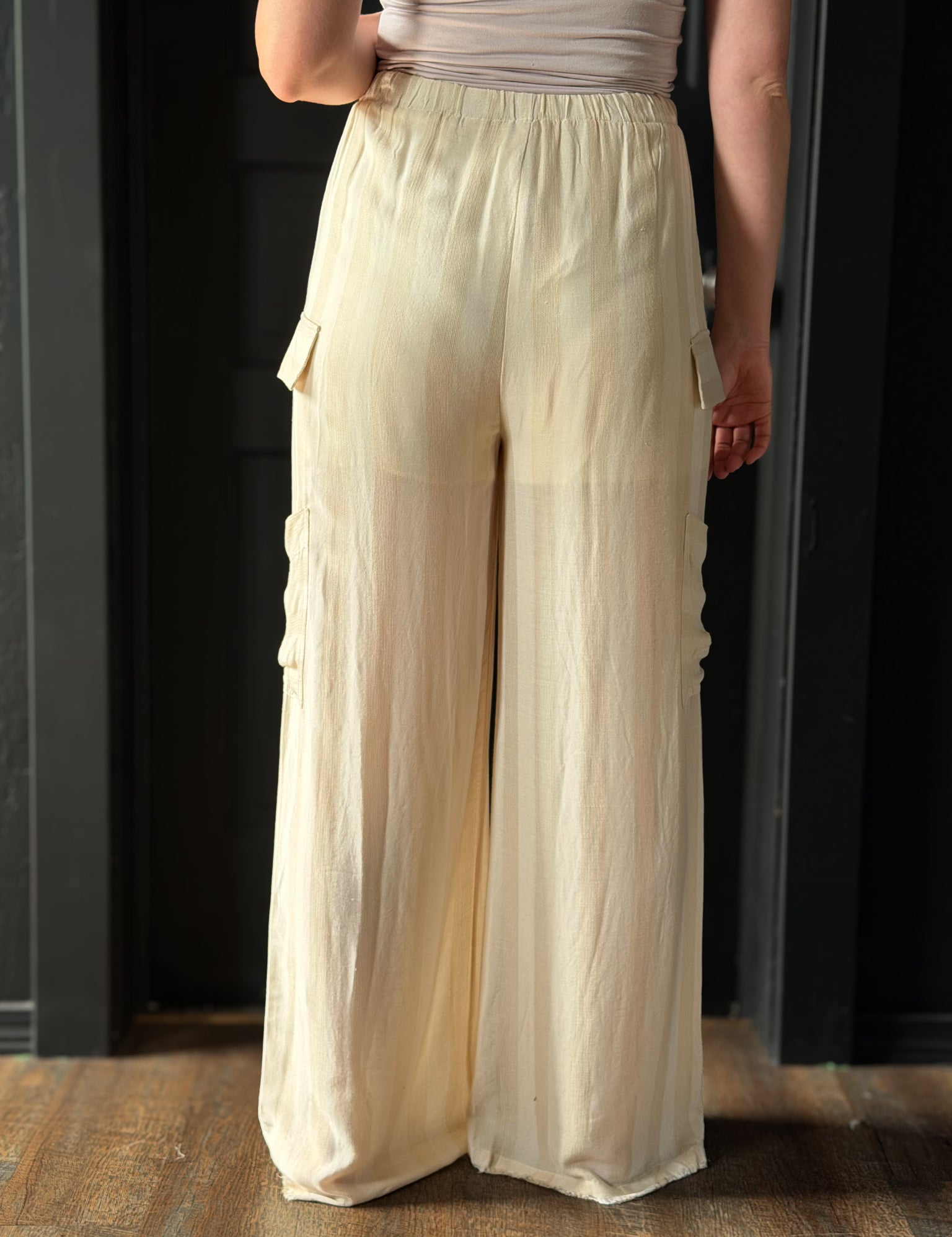 Itzel Elastic Cargo Pants with Fridge Hem
