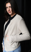 Rose Stone Open Cardigan with Ribbed Edges