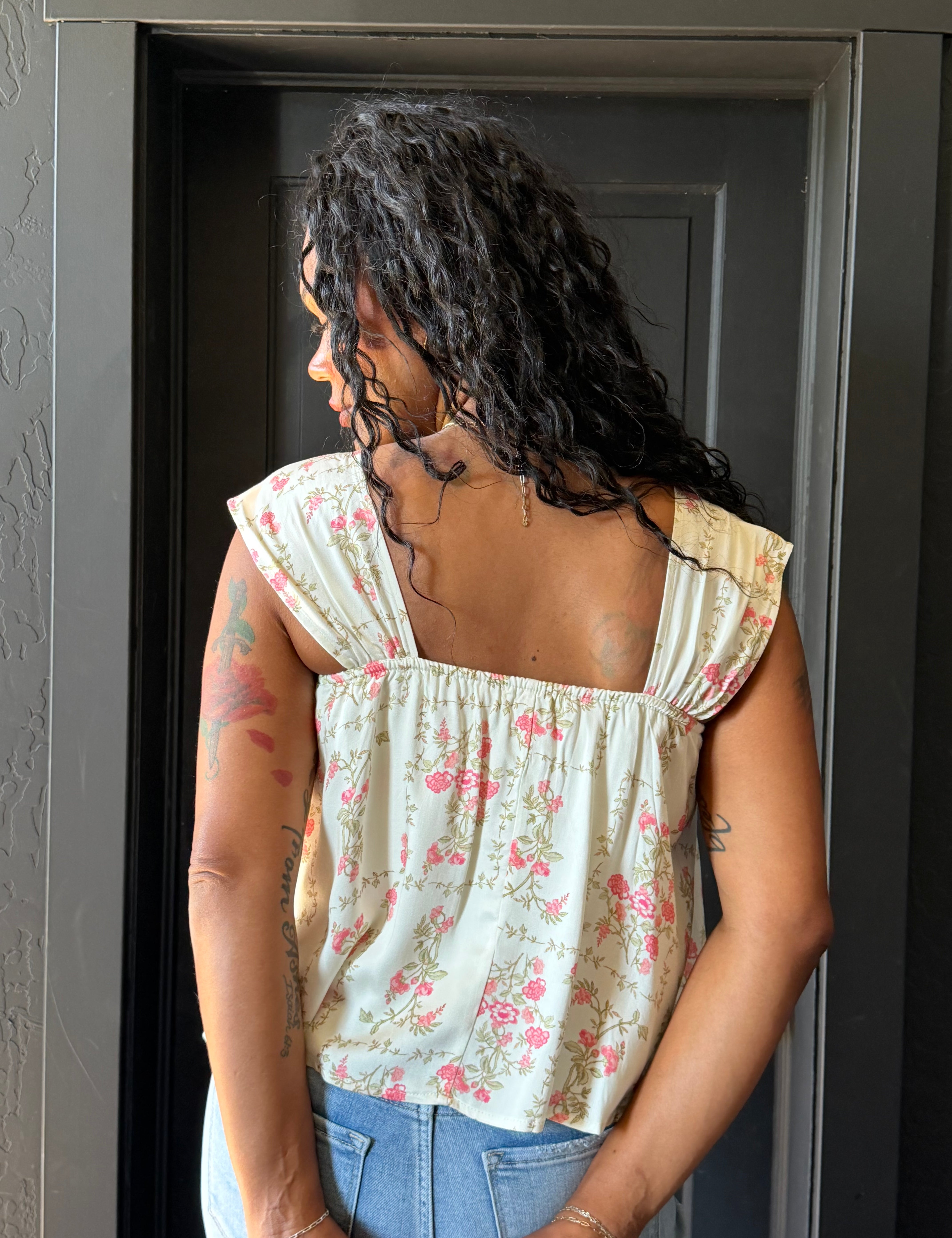 Lyla Floral Print Square Neck Top