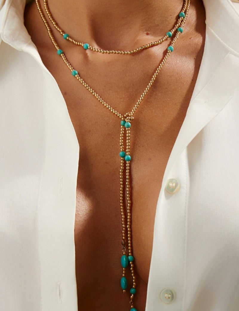 Enzo Pearl Beaded Y-shape Tassel Necklace