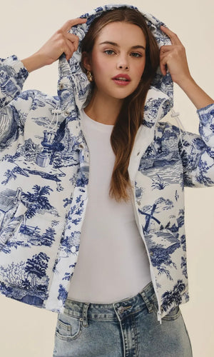 Sarai Navy Printed Floral Jacket