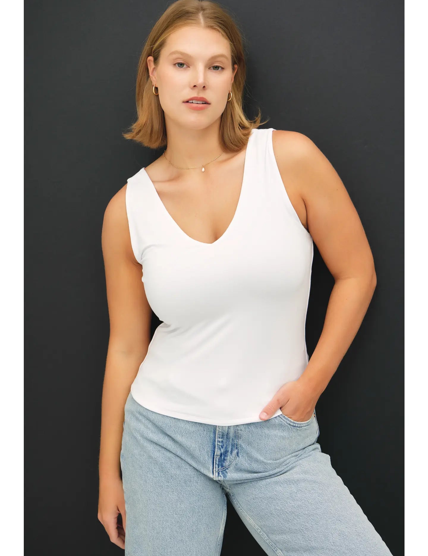 Brooke Plus Size Basic V Neck Tank Top