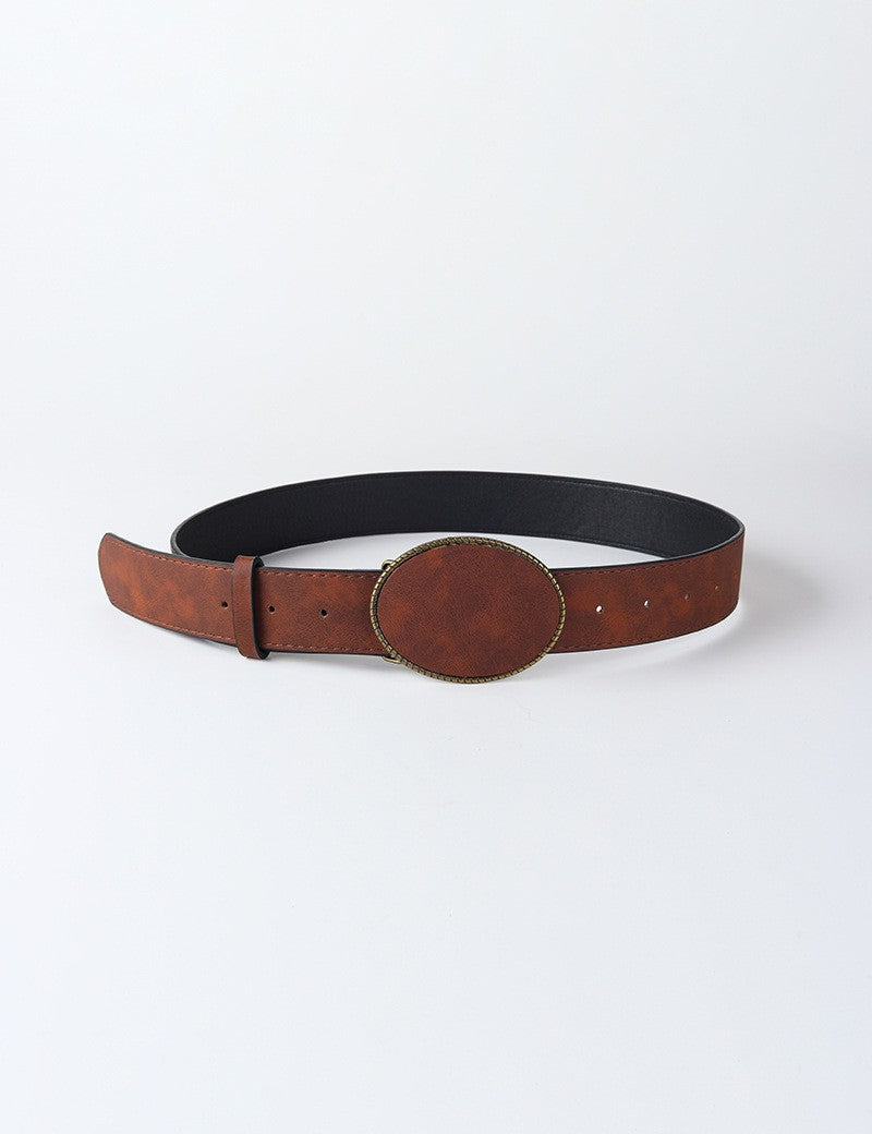 Jolene Western Oval Buckle Faux Leather & Leopard Belt