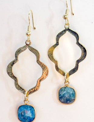 Laurel Quatrefoil Gemstone Teardrop Earrings