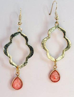 Laurel Quatrefoil Gemstone Teardrop Earrings