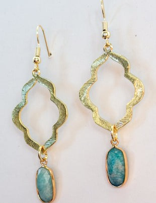 Laurel Quatrefoil Gemstone Teardrop Earrings