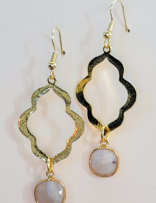 Laurel Quatrefoil Gemstone Teardrop Earrings