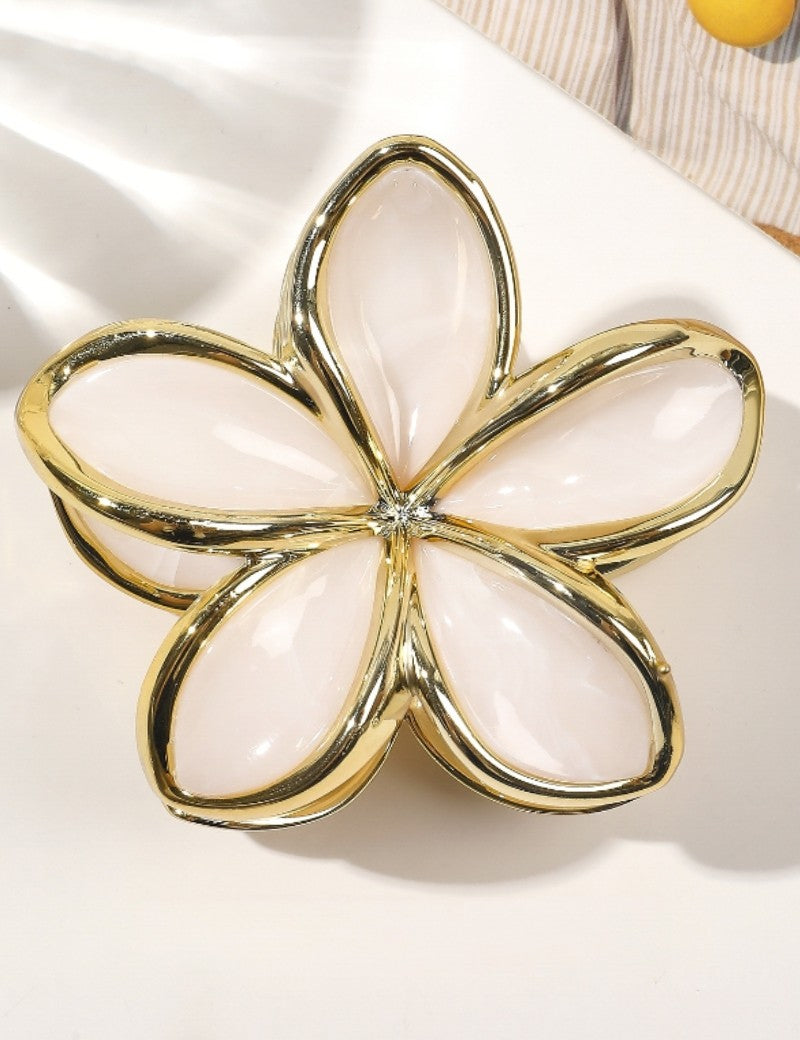 Everett Plumeria Flower Color Block Hair Clip