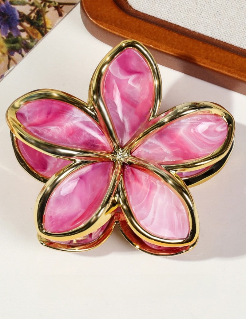 Everett Plumeria Flower Color Block Hair Clip