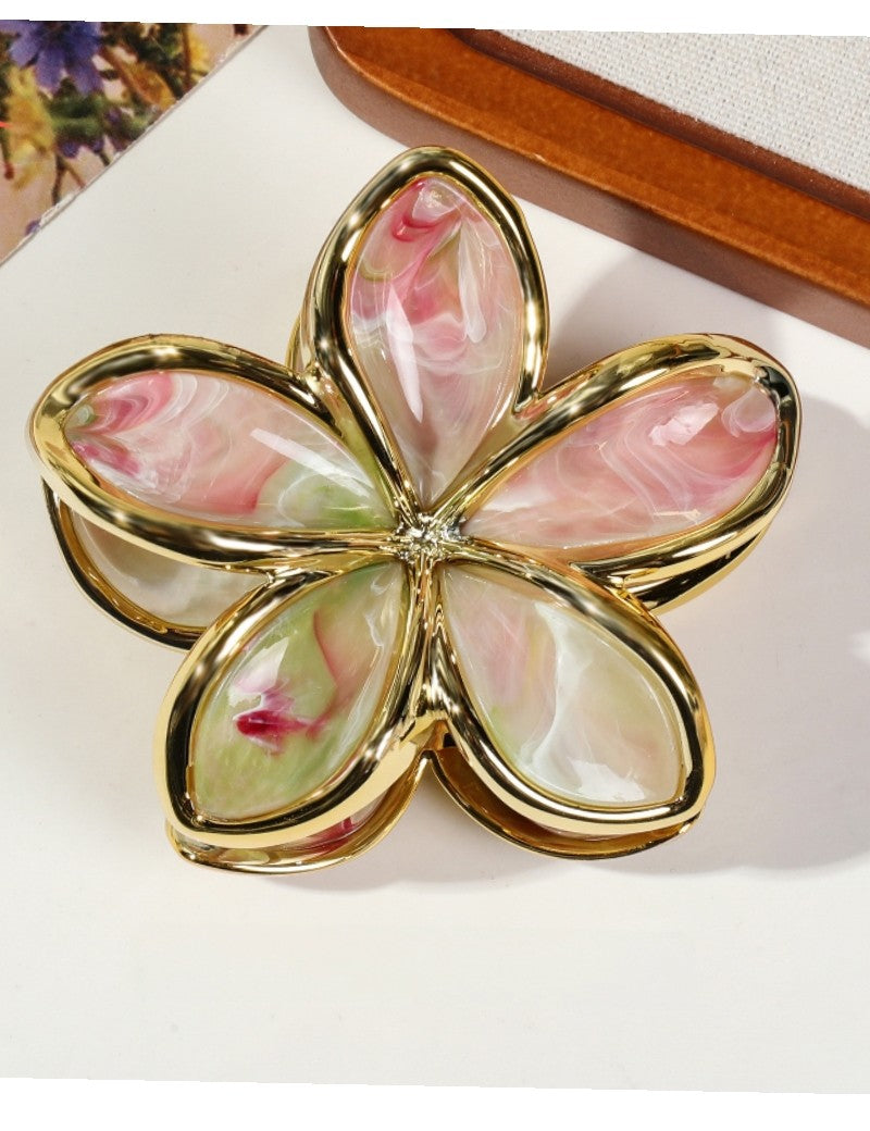 Everett Plumeria Flower Color Block Hair Clip