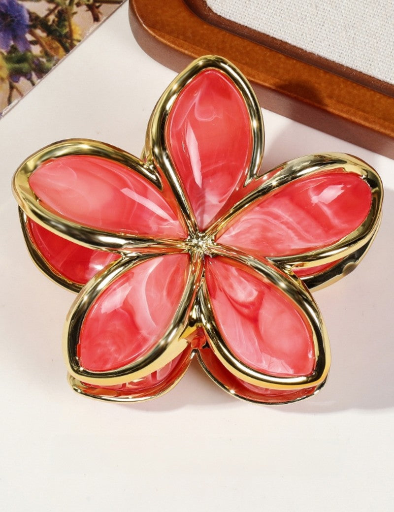 Everett Plumeria Flower Color Block Hair Clip