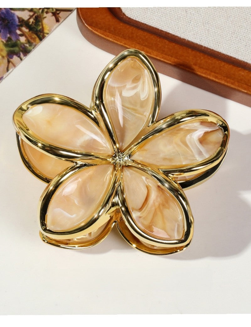 Everett Plumeria Flower Color Block Hair Clip