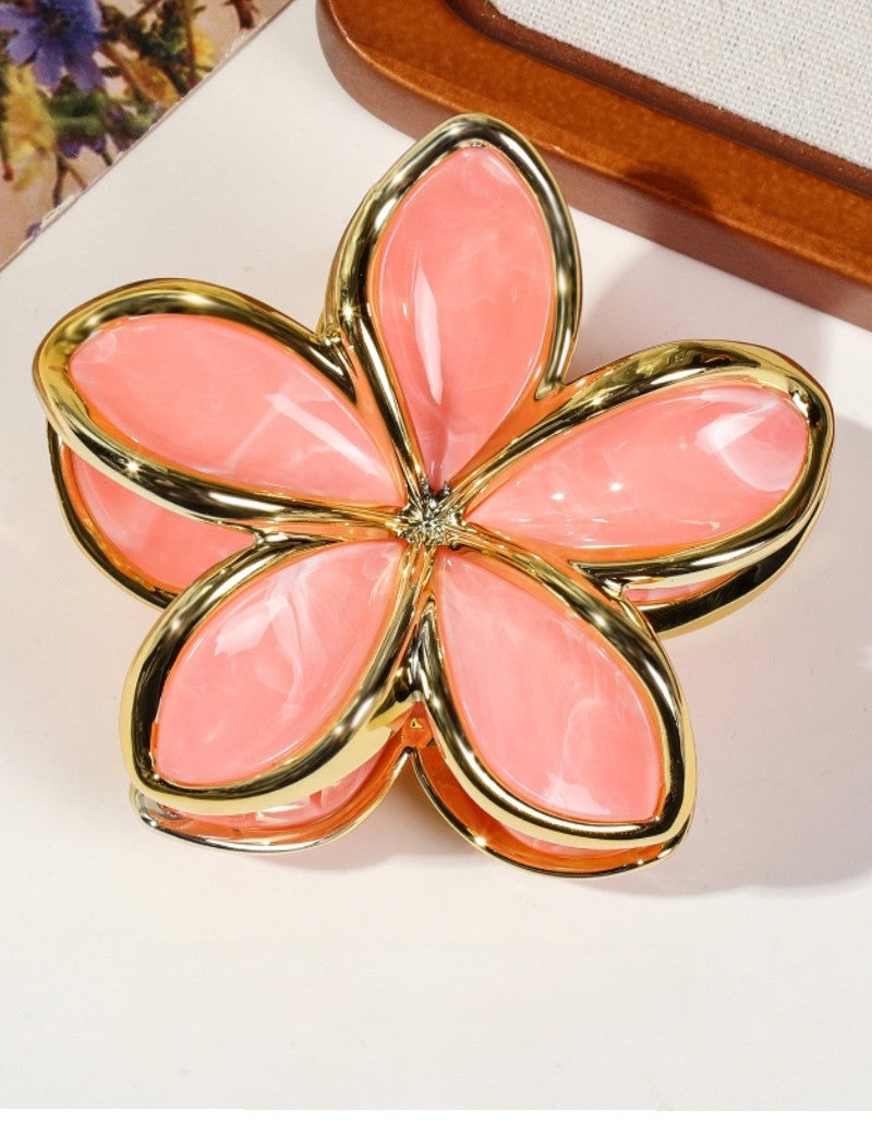 Everett Plumeria Flower Color Block Hair Clip