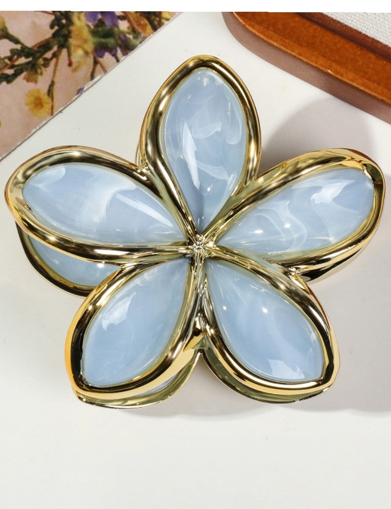 Everett Plumeria Flower Color Block Hair Clip