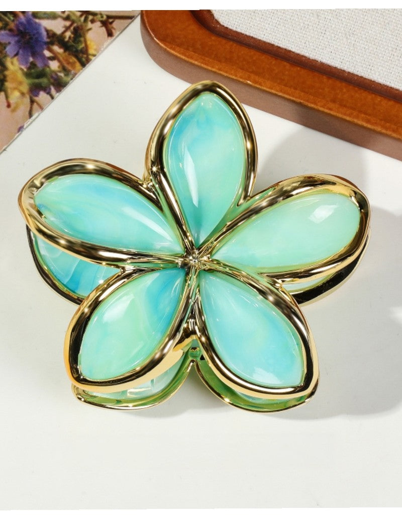 Everett Plumeria Flower Color Block Hair Clip