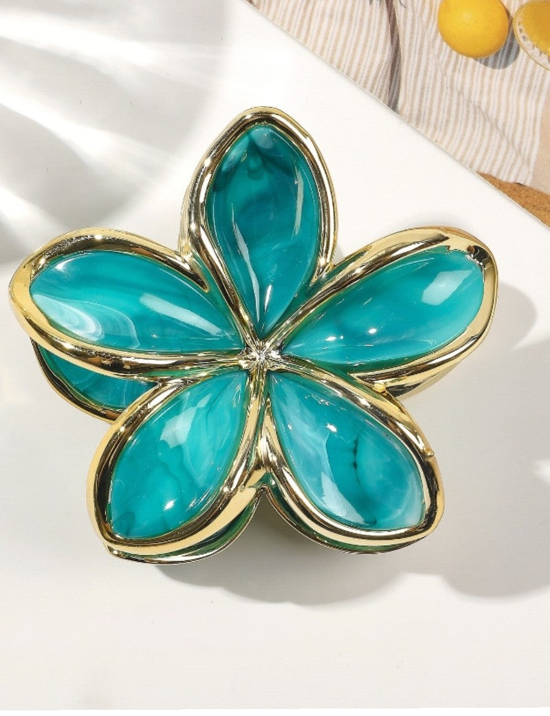 Everett Plumeria Flower Color Block Hair Clip