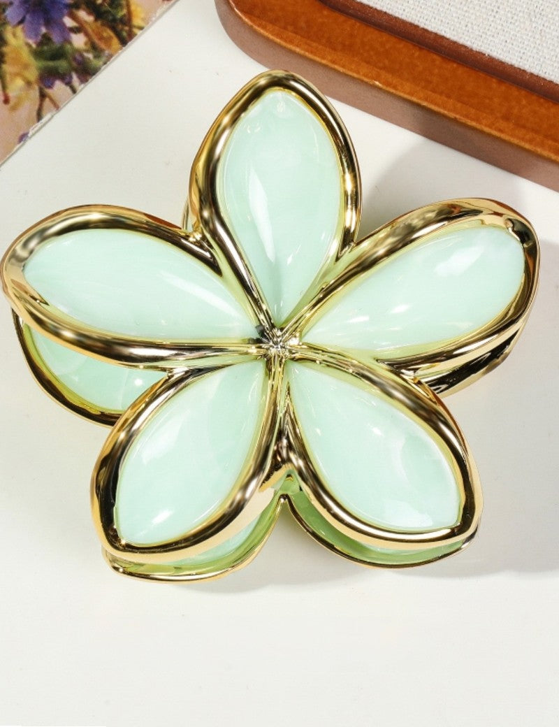 Everett Plumeria Flower Color Block Hair Clip