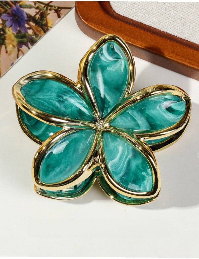 Everett Plumeria Flower Color Block Hair Clip