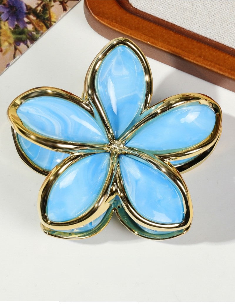 Everett Plumeria Flower Color Block Hair Clip