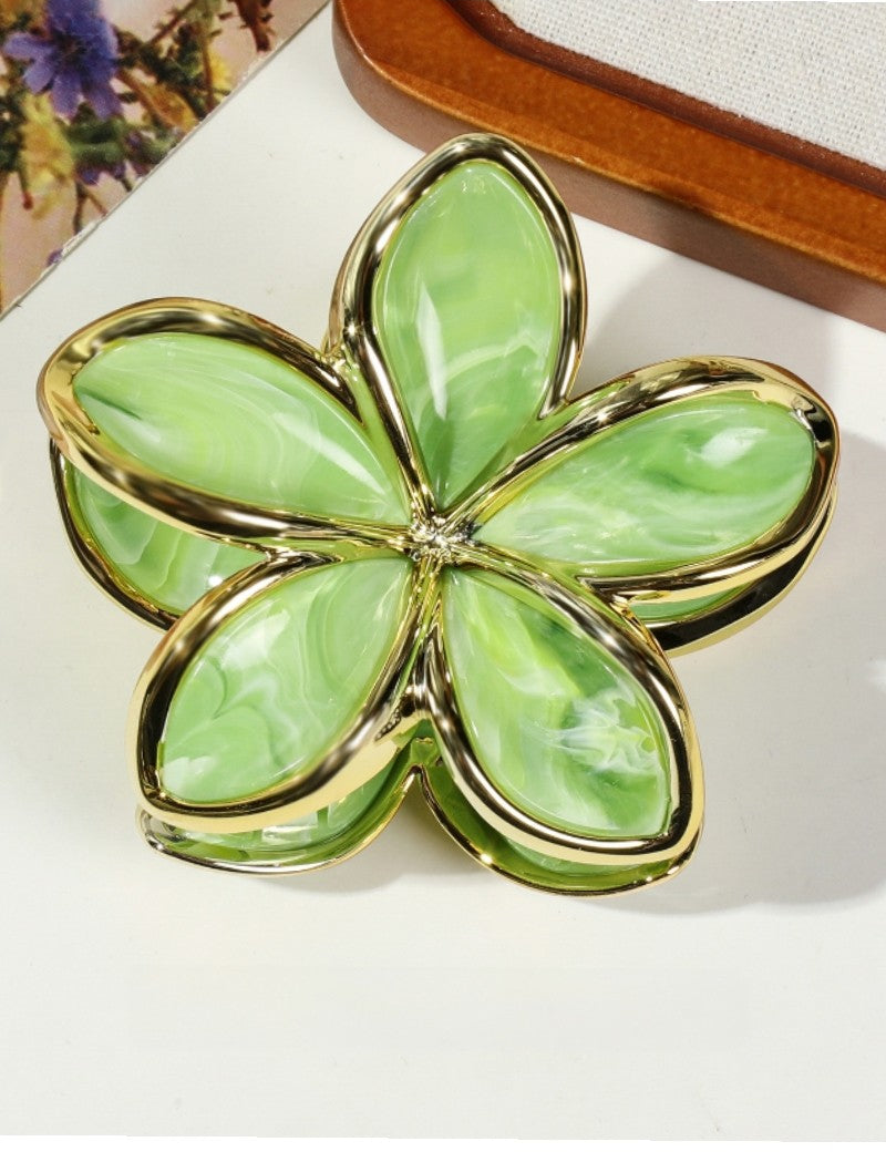 Everett Plumeria Flower Color Block Hair Clip