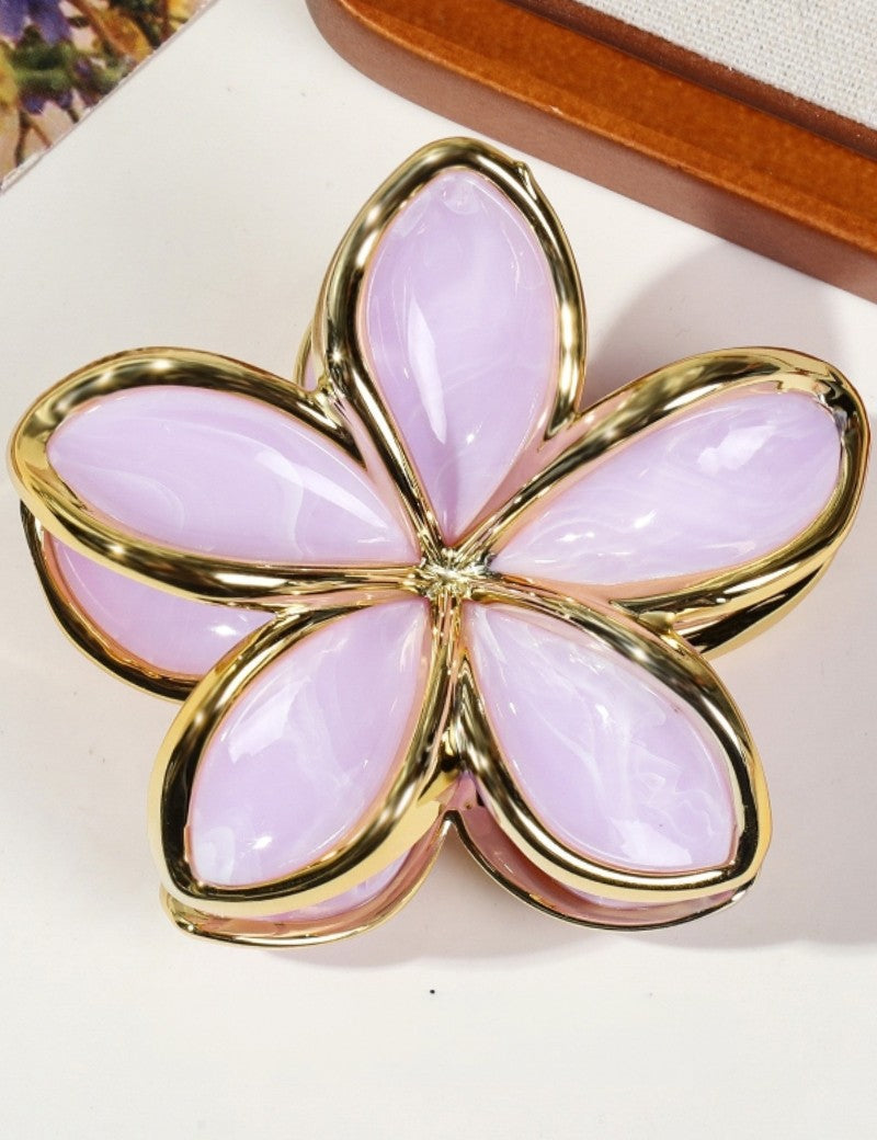 Everett Plumeria Flower Color Block Hair Clip