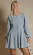 Melanie Mineral Washed Denim Seam Detail Mini Dress