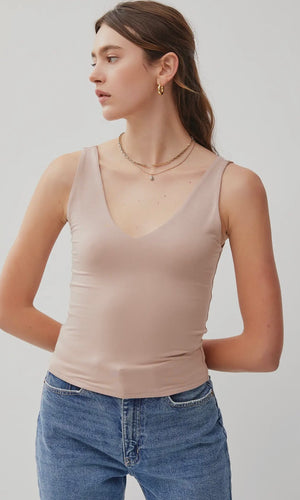 Brooke Basic Nude V Neck Tank