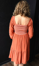 Octavia Rust Smocked Embroidered Peasant Dress