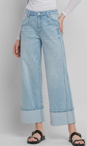 Pedro Super High Rise Cuffed Baggy Wide Jeans