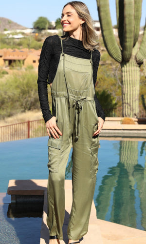 Cedar Olive Cargo Pant Overall Jumpsuit